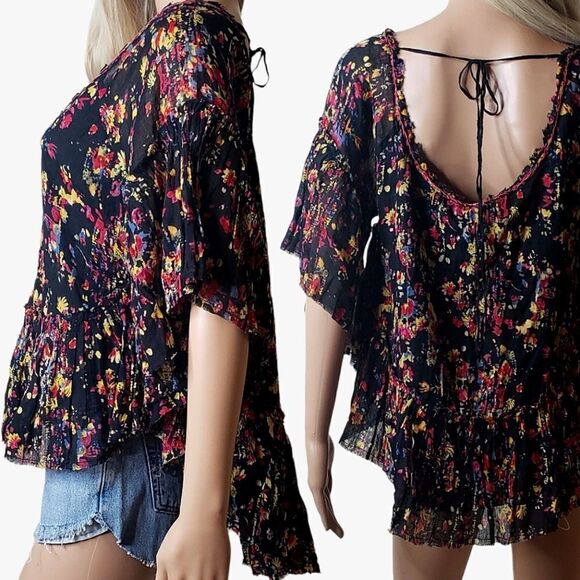 Free People Size Small Loose Fit Button up Blouse - Picture 1 of 9